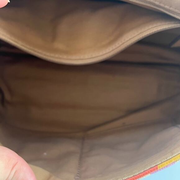 Fossil Preston Crossbody Purse Leather Canvas W/ Floral Pattern Flap Zip Around - Picture 10 of 16